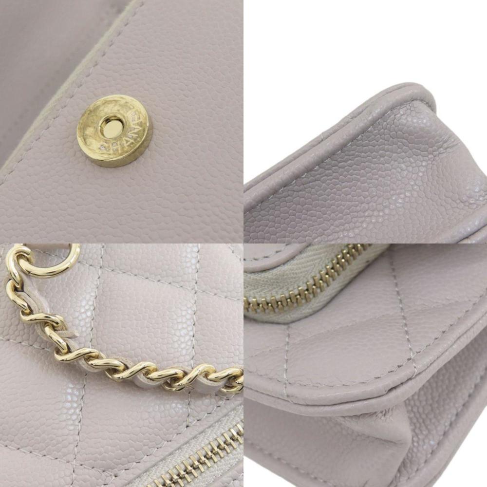 Grey Leather Chanel Shoulder Bag