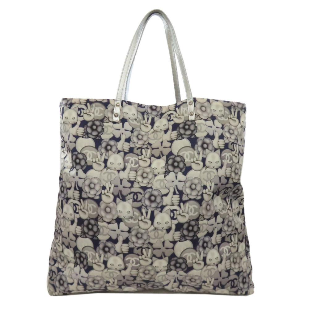 Grey Nylon Chanel Tote