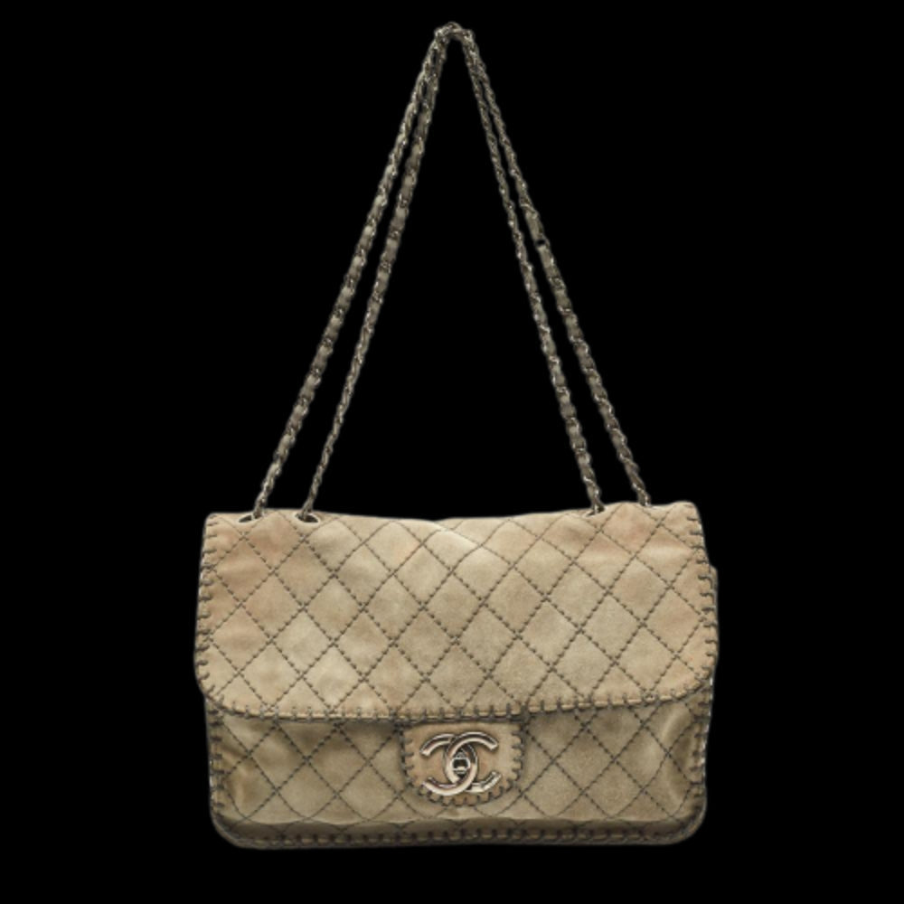 Grey Suede Chanel Flap Bag