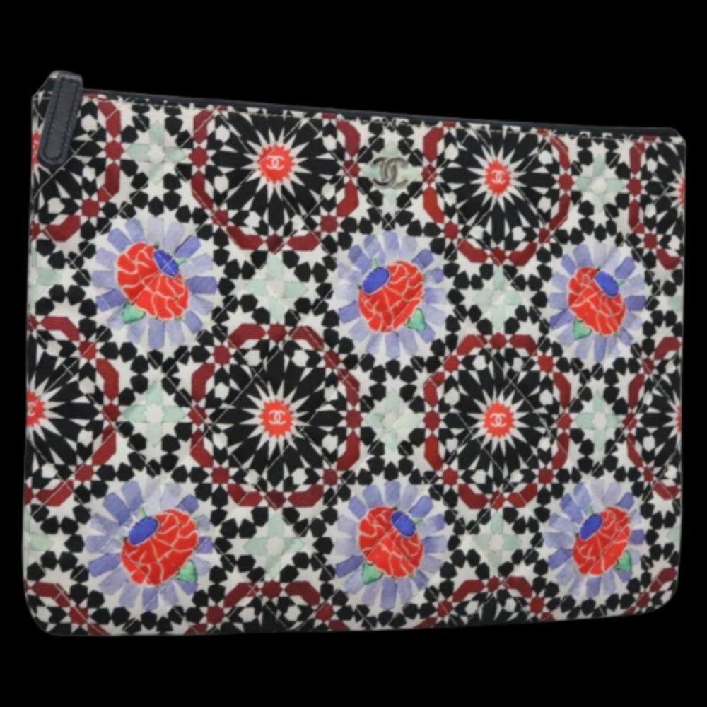 Multicolor Cotton Chanel Clutch