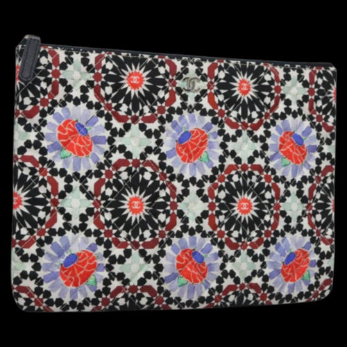 Multicolor Cotton Chanel Clutch