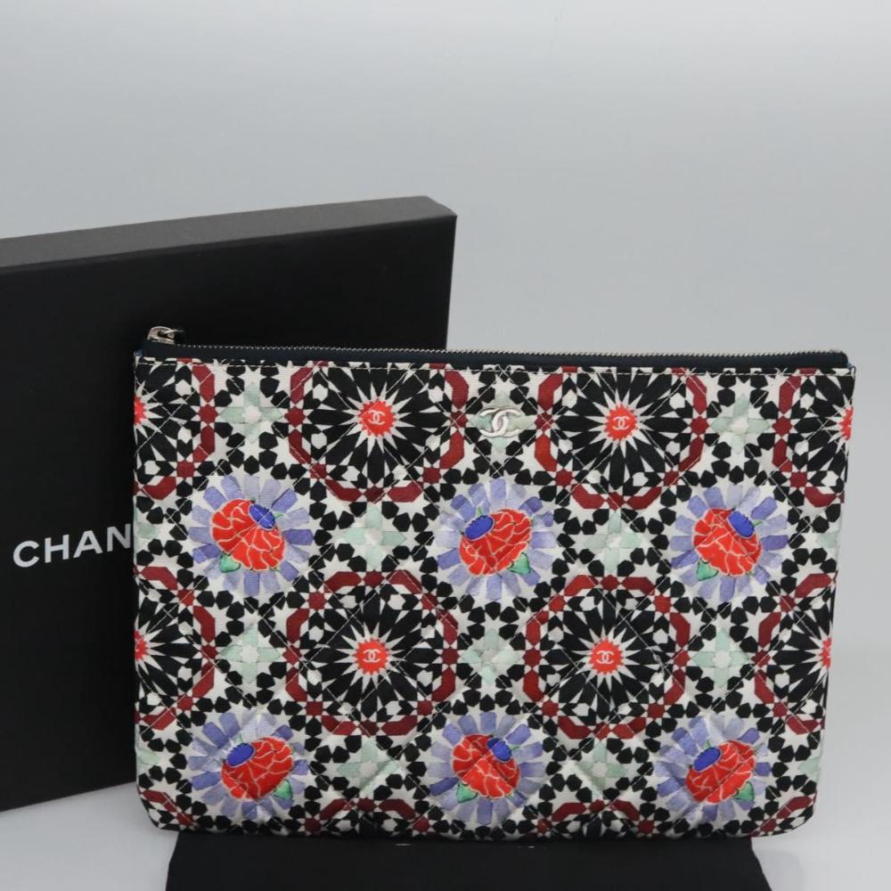 Multicolor Cotton Chanel Clutch