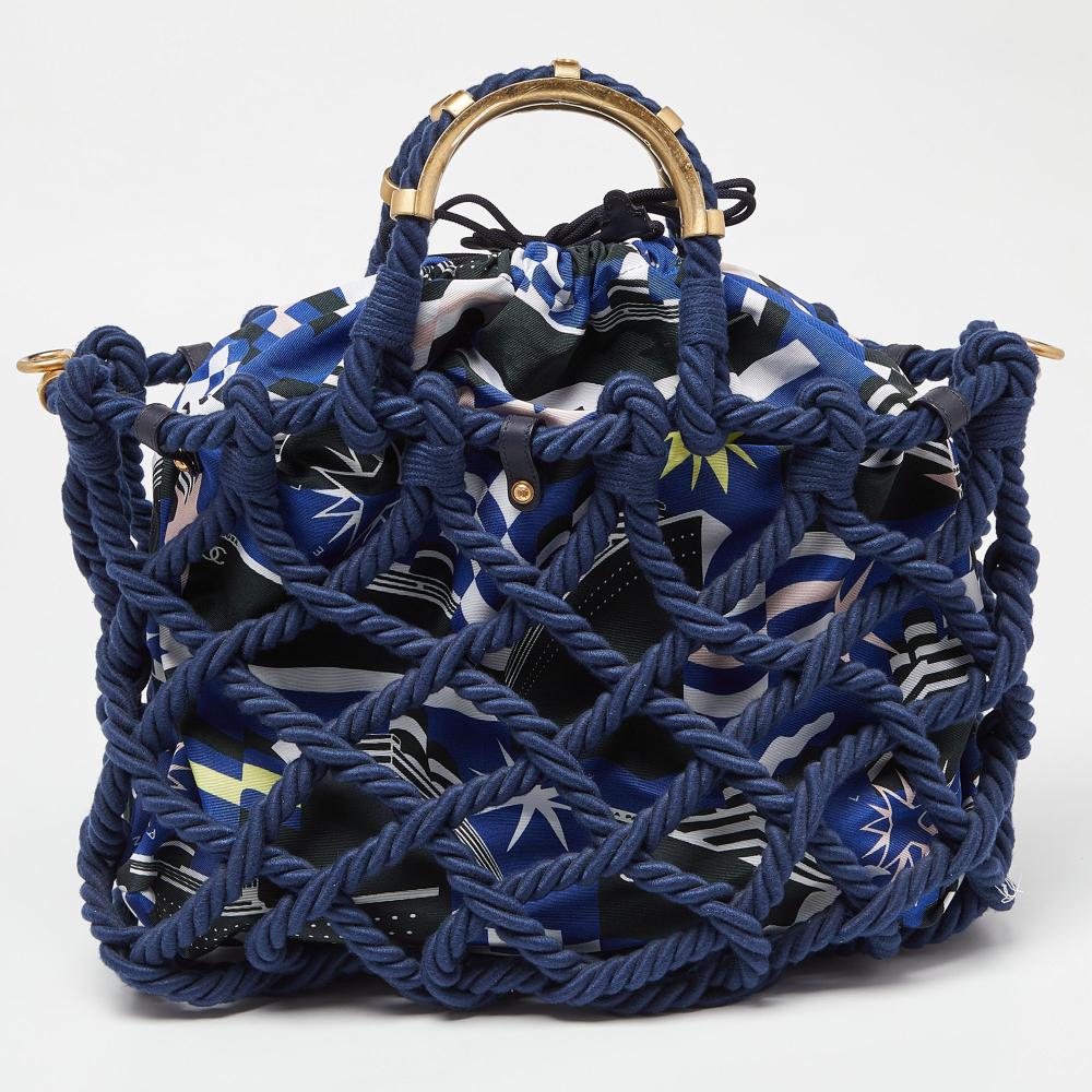 Multicolor Cotton Chanel Tote