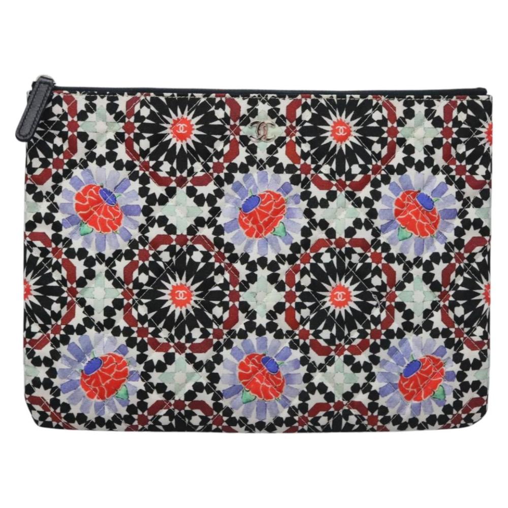 Multicolor Cotton Chanel Clutch