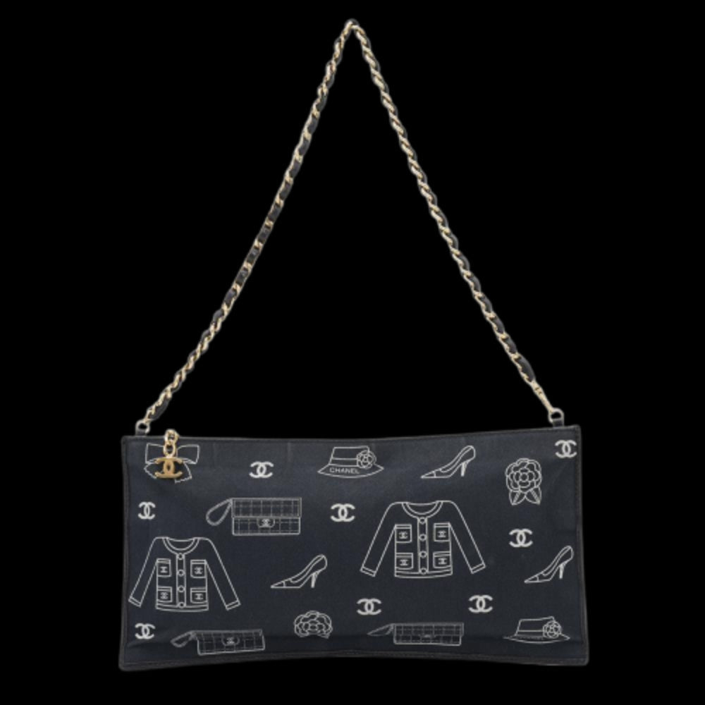 Navy Cotton Chanel Shoulder Bag