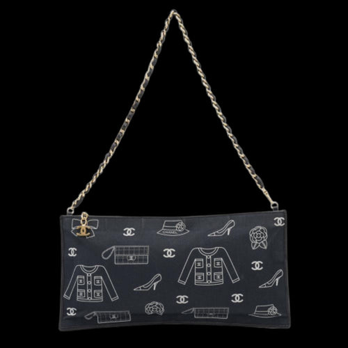 Navy Cotton Chanel Shoulder Bag