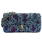 Navy Cotton Chanel Shoulder Bag