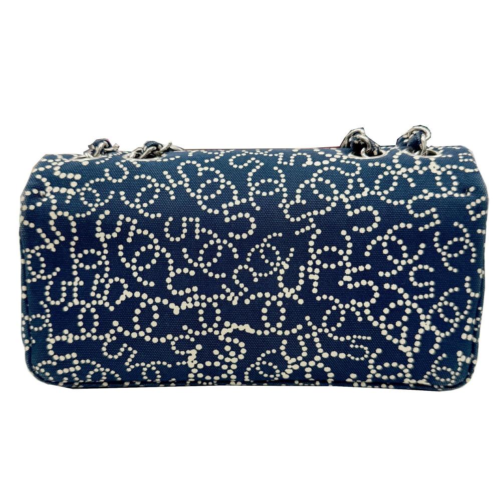 Navy Cotton Chanel Shoulder Bag