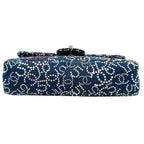 Navy Cotton Chanel Shoulder Bag