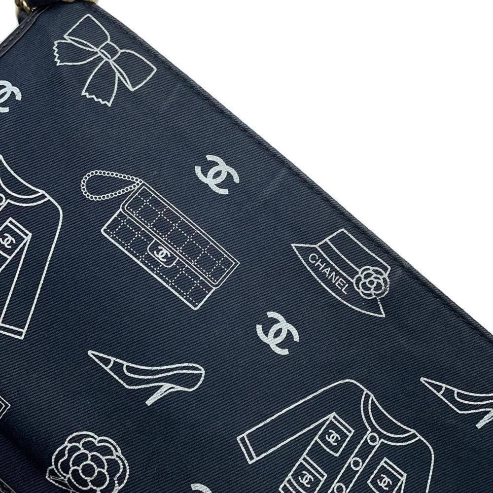 Navy Cotton Chanel Shoulder Bag