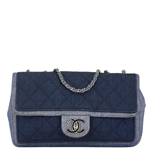Navy Denim Chanel Shoulder Bag