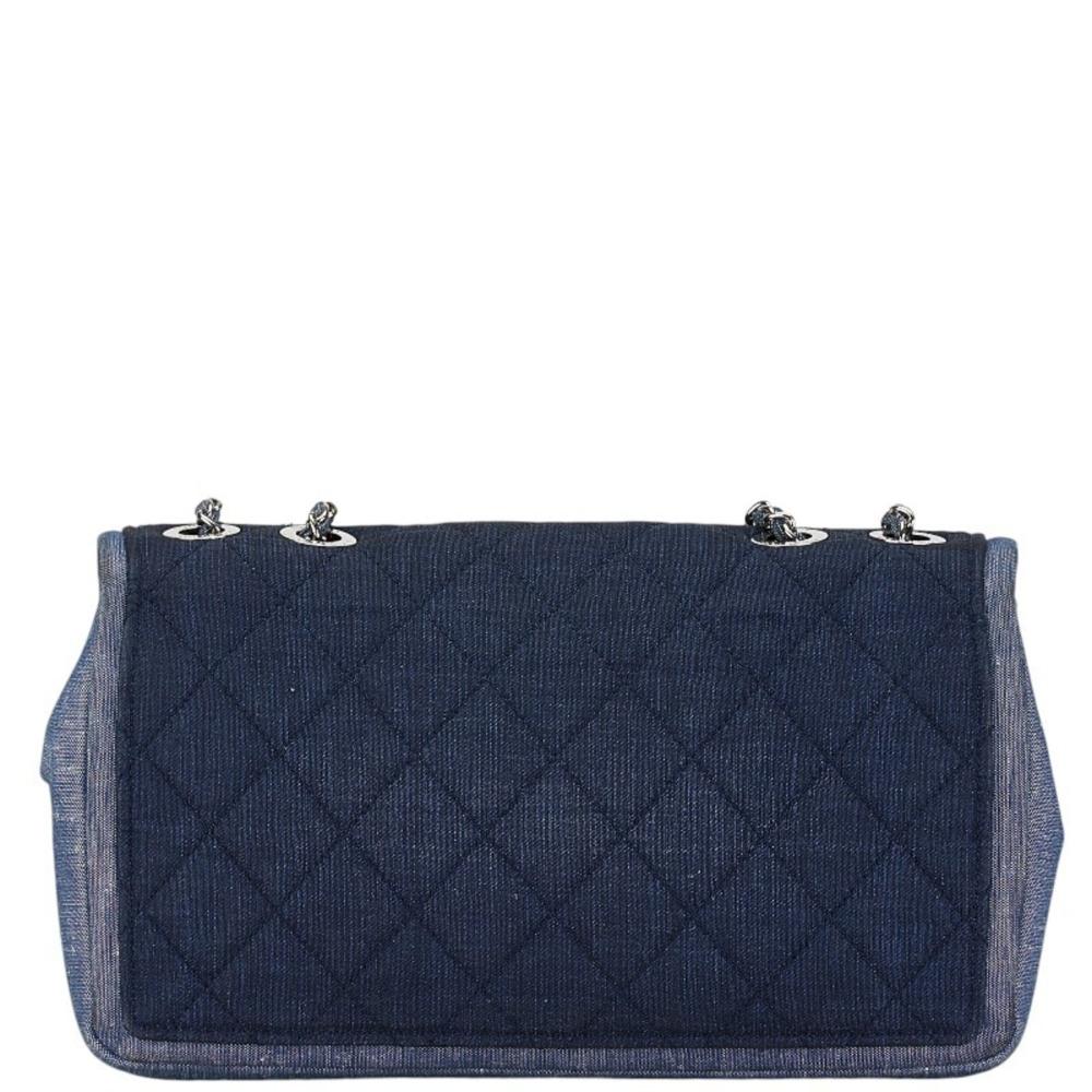Navy Denim Chanel Shoulder Bag