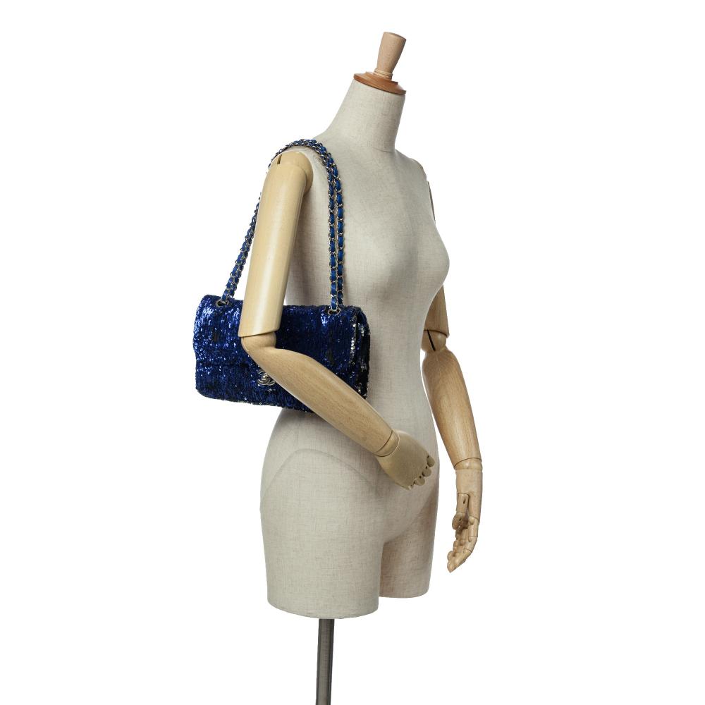 Navy Fabric Chanel Flap Bag