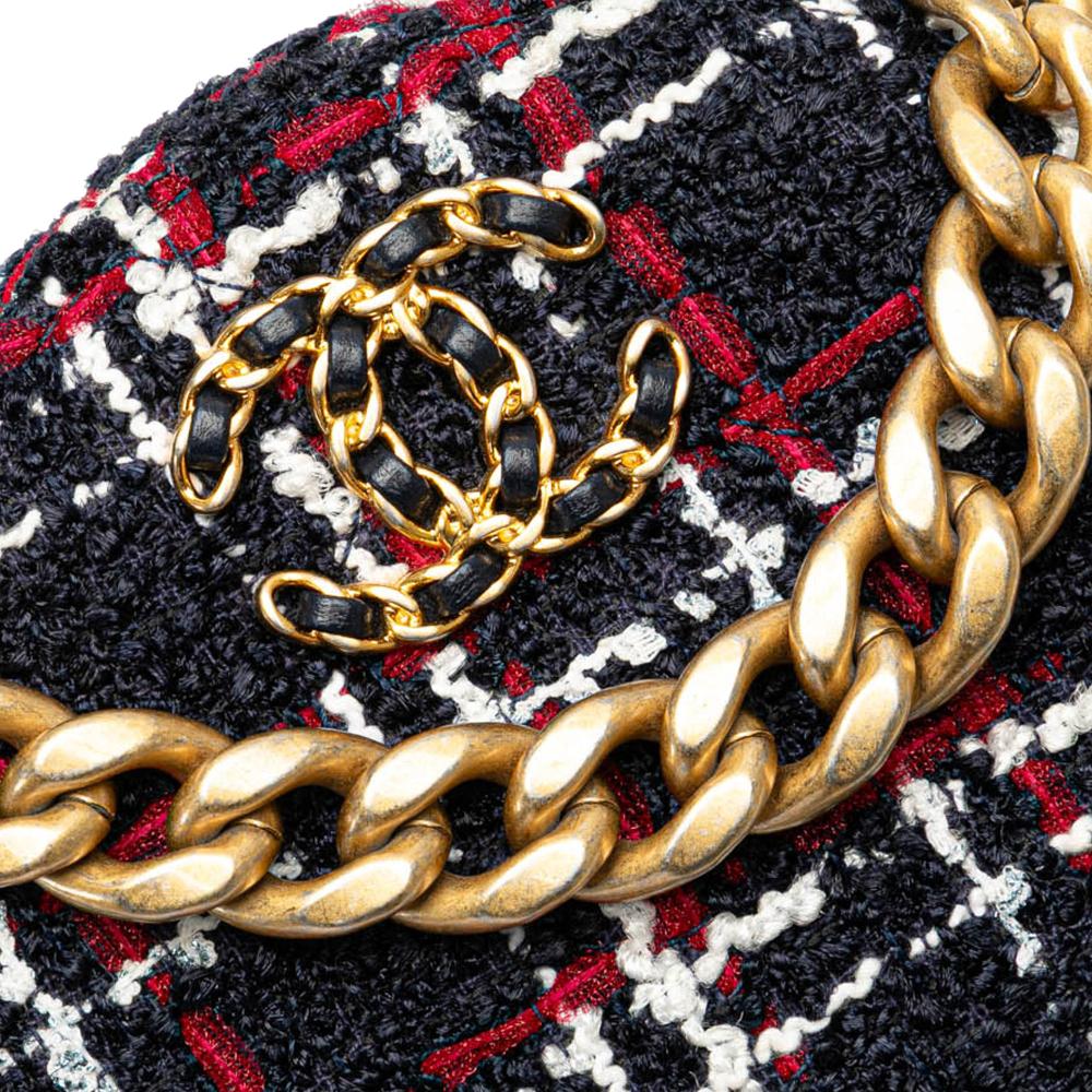 Navy Fabric Chanel Shoulder Bag