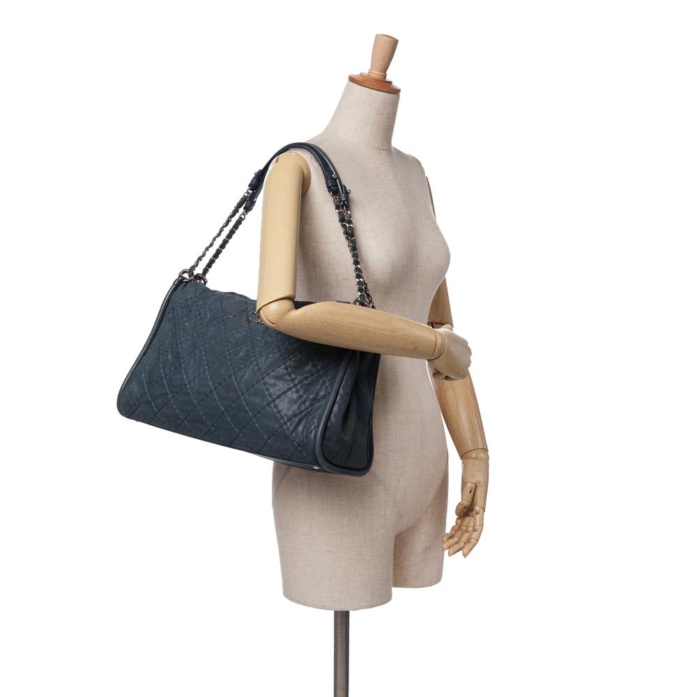 Navy Leather Chanel Tote