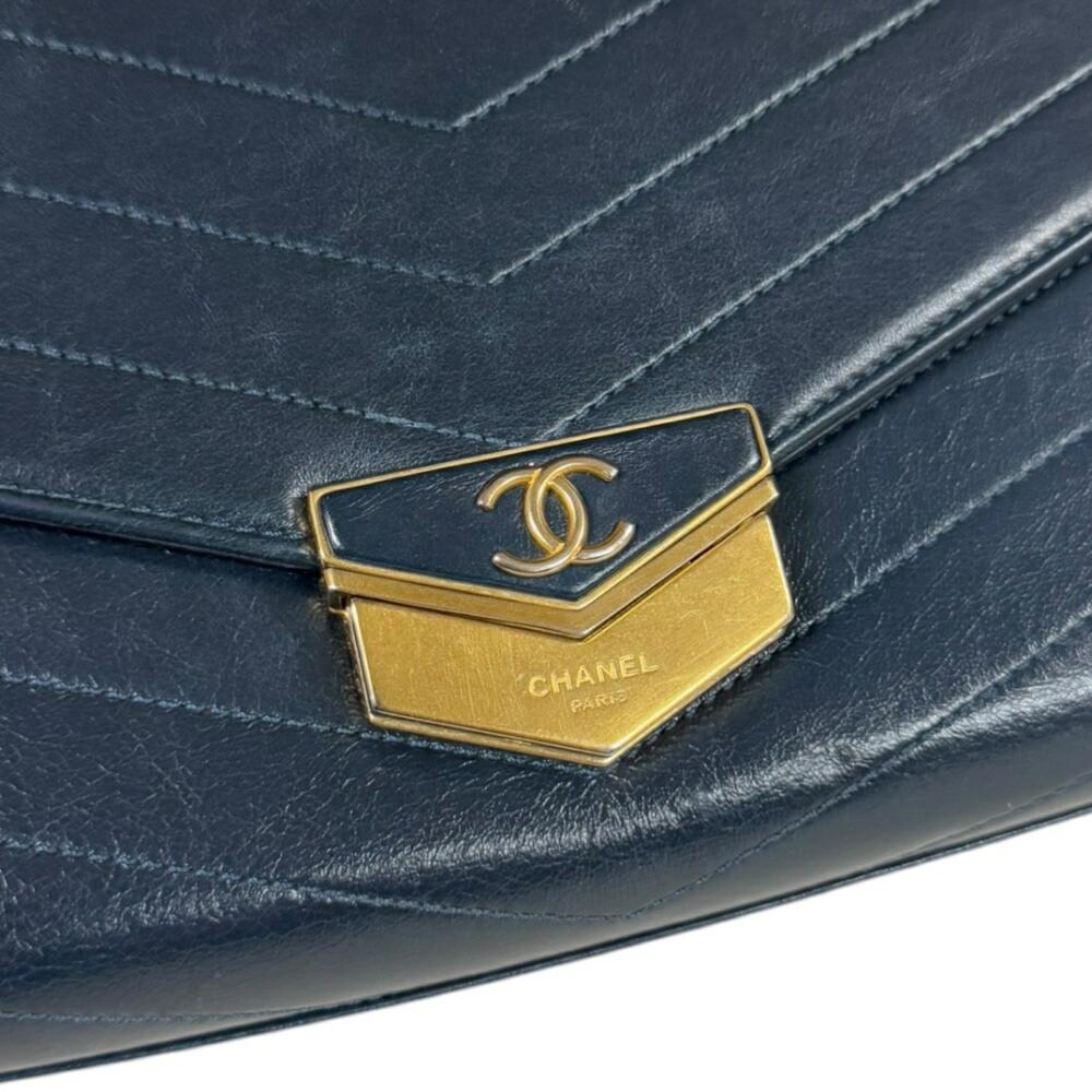 Navy Leather Chanel Shoulder Bag