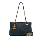 Navy Leather Chanel Tote