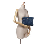 Navy Leather Chanel Clutch