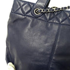 Navy Leather Chanel Tote