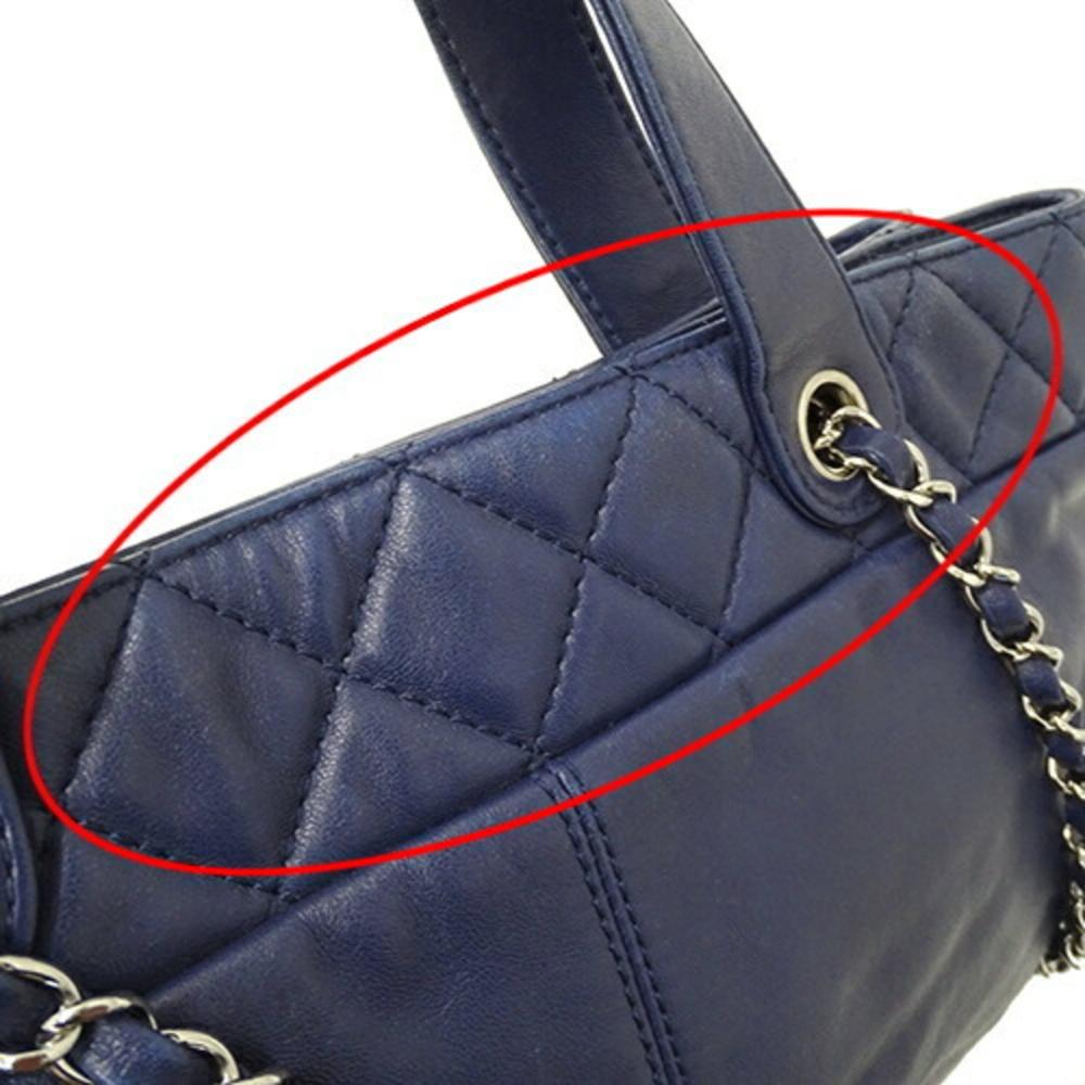 Navy Leather Chanel Tote