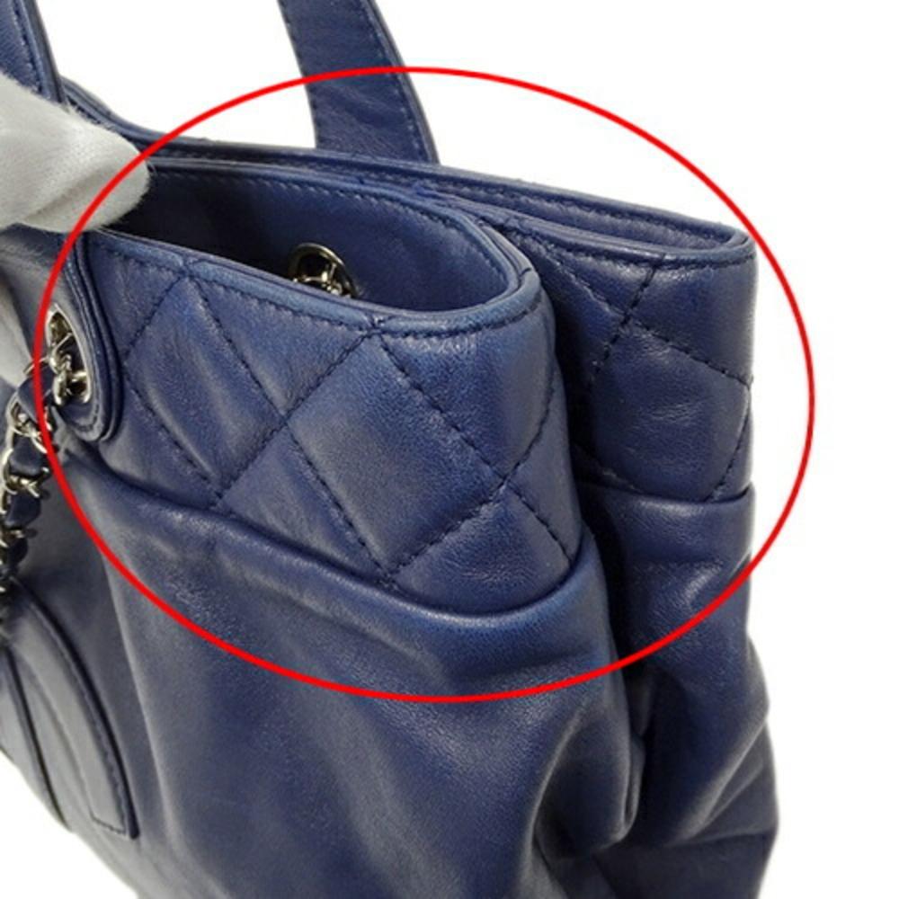 Navy Leather Chanel Tote