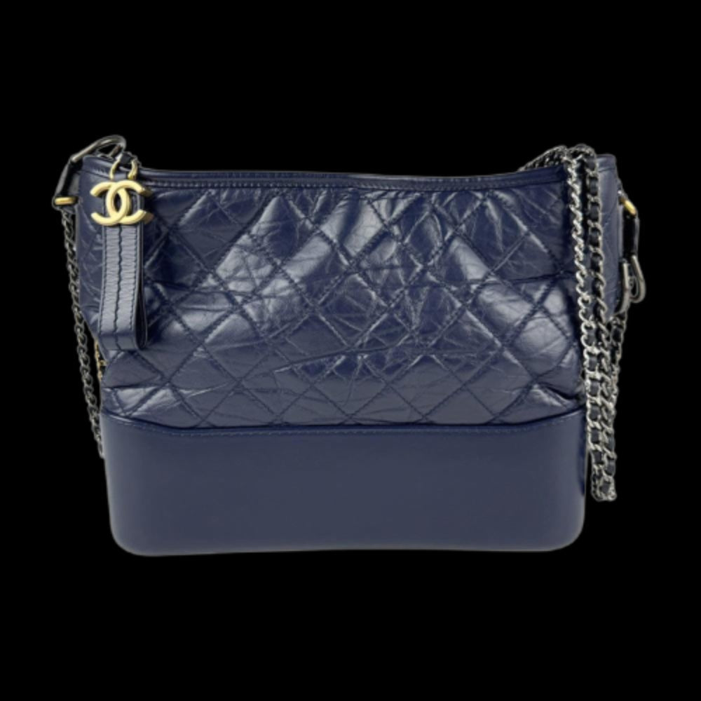 Navy Leather Chanel Shoulder Bag