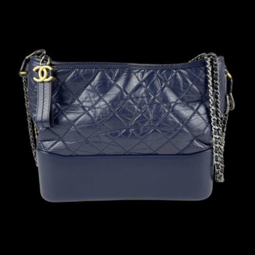 Navy Leather Chanel Shoulder Bag