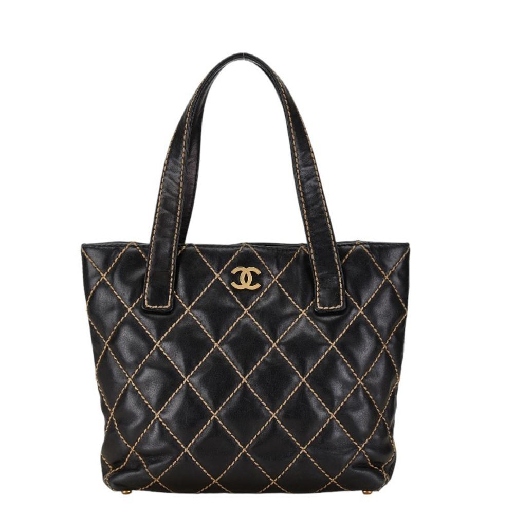 Navy Leather Chanel Tote
