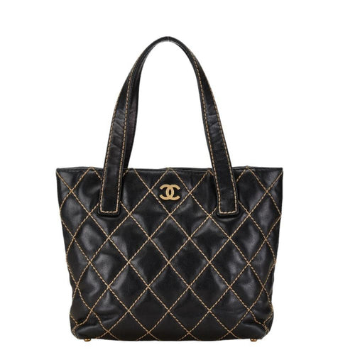 Navy Leather Chanel Tote