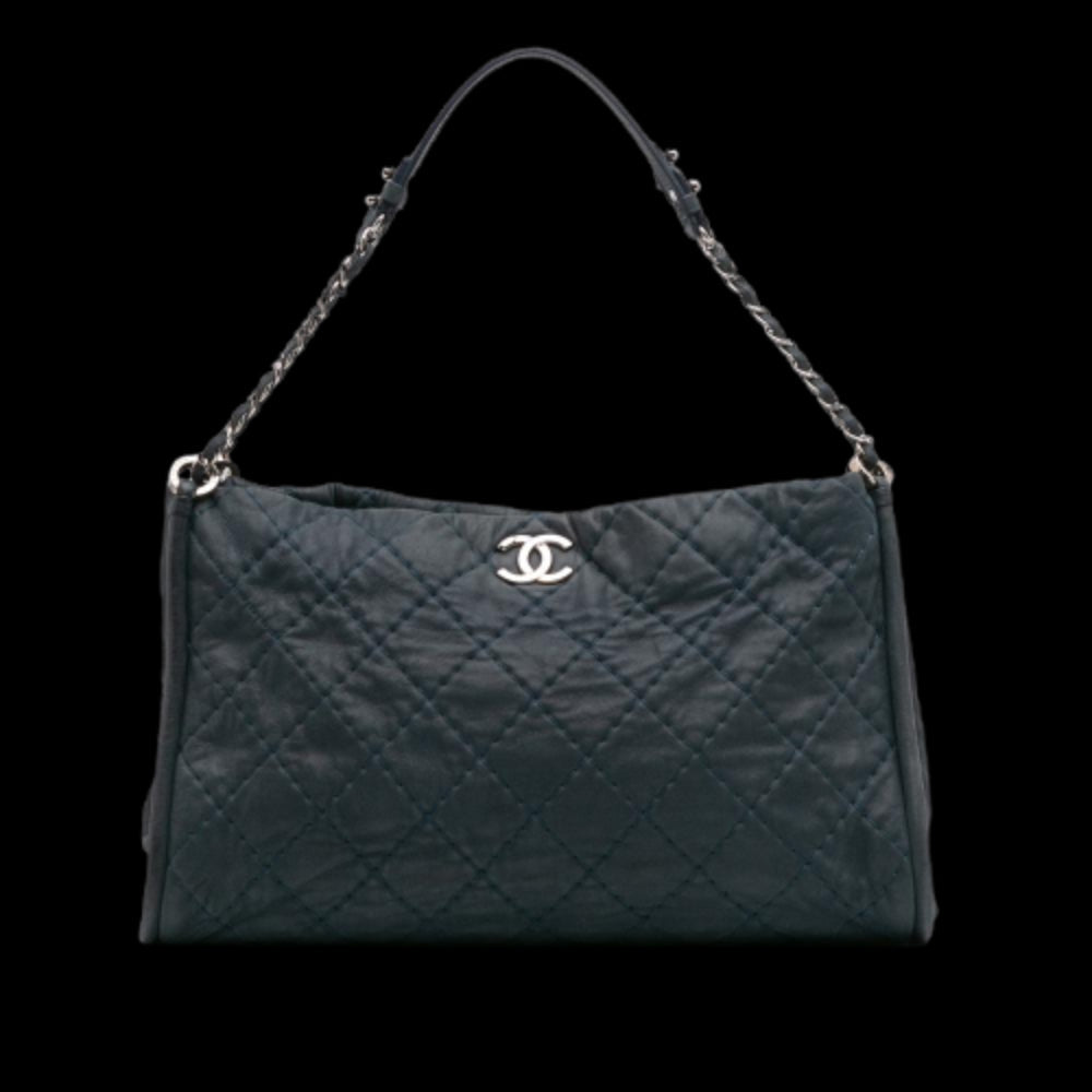 Navy Leather Chanel Tote