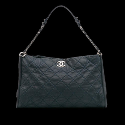 Navy Leather Chanel Tote