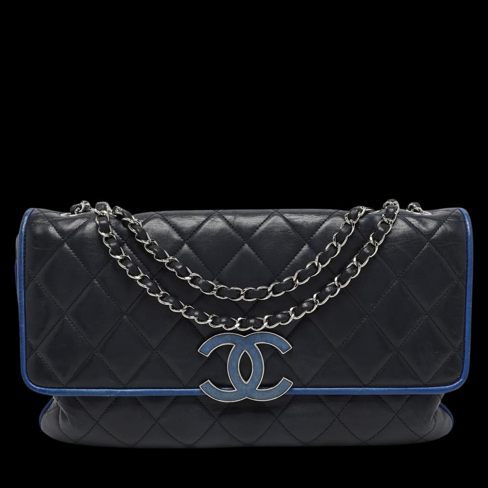 Navy Leather Chanel Flap Bag