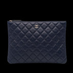 Navy Leather Chanel Clutch