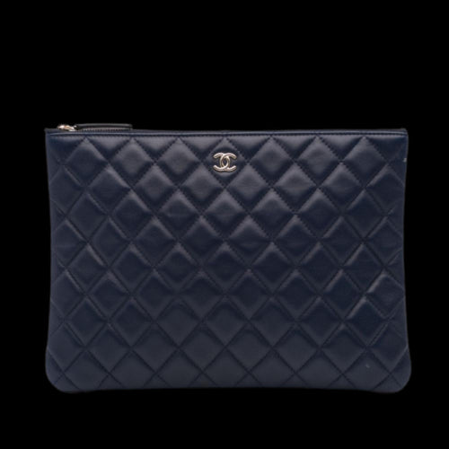 Navy Leather Chanel Clutch