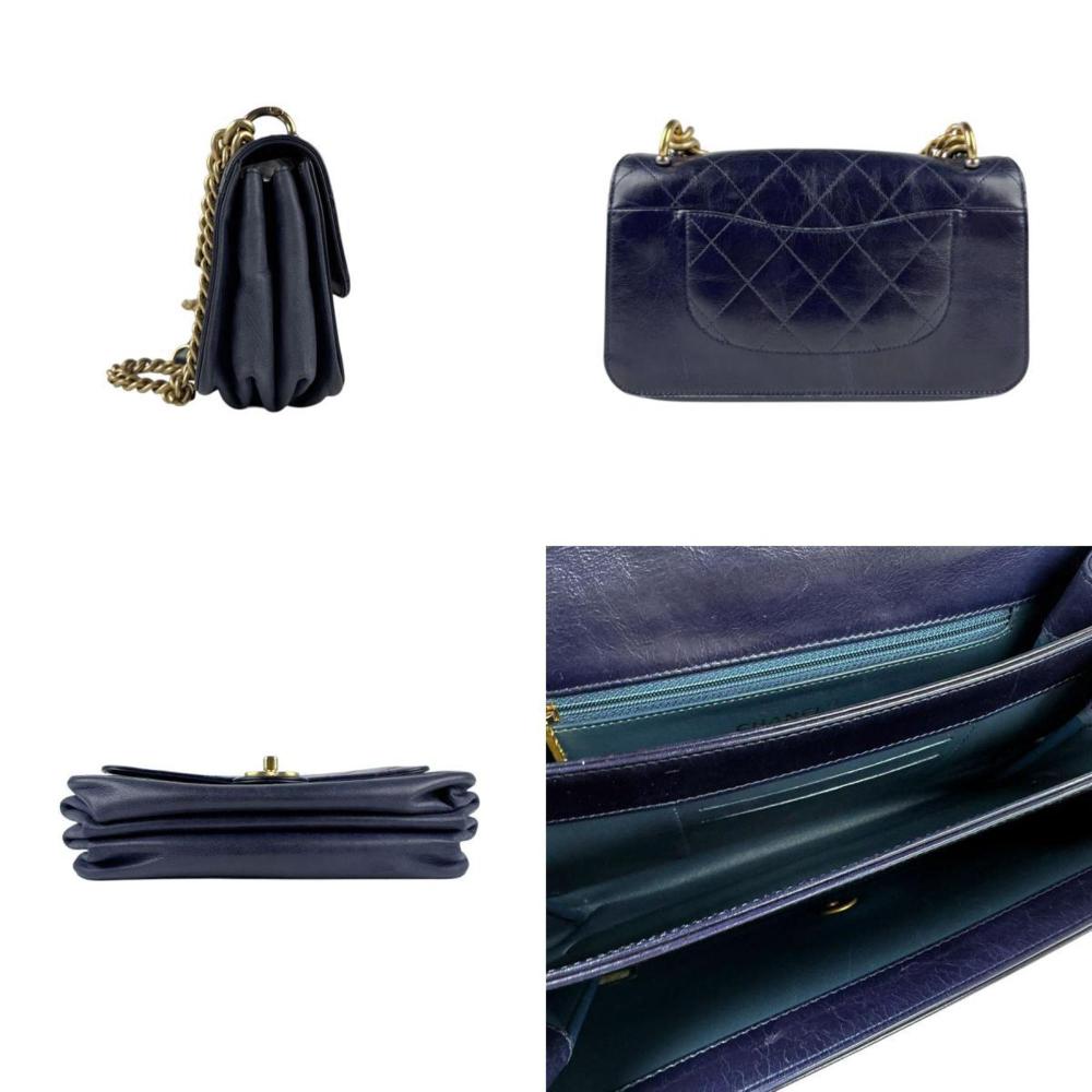 Navy Leather Chanel Shoulder Bag