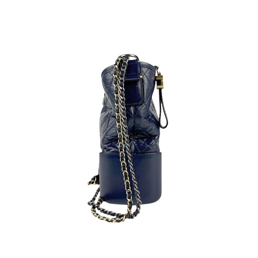 Navy Leather Chanel Shoulder Bag
