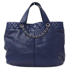 Navy Leather Chanel Tote