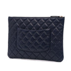 Navy Leather Chanel Clutch