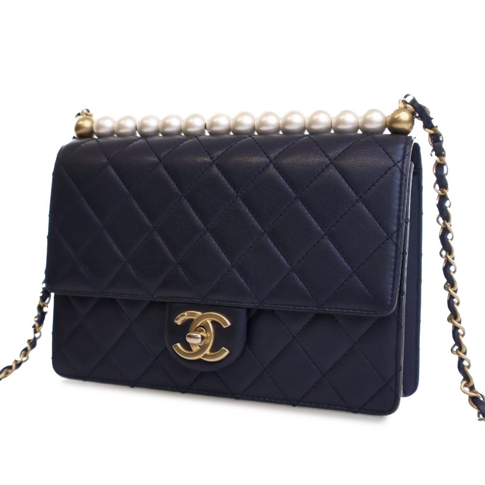 Navy Leather Chanel Flap Bag
