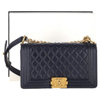 Navy Leather Chanel Shoulder Bag