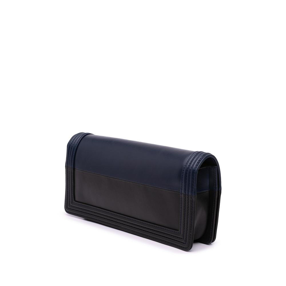 Navy Leather Chanel Clutch