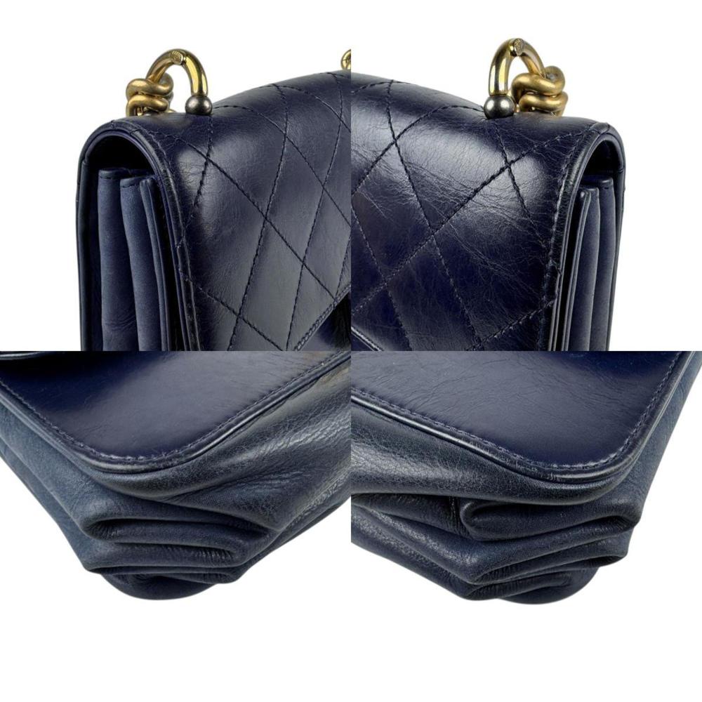 Navy Leather Chanel Shoulder Bag