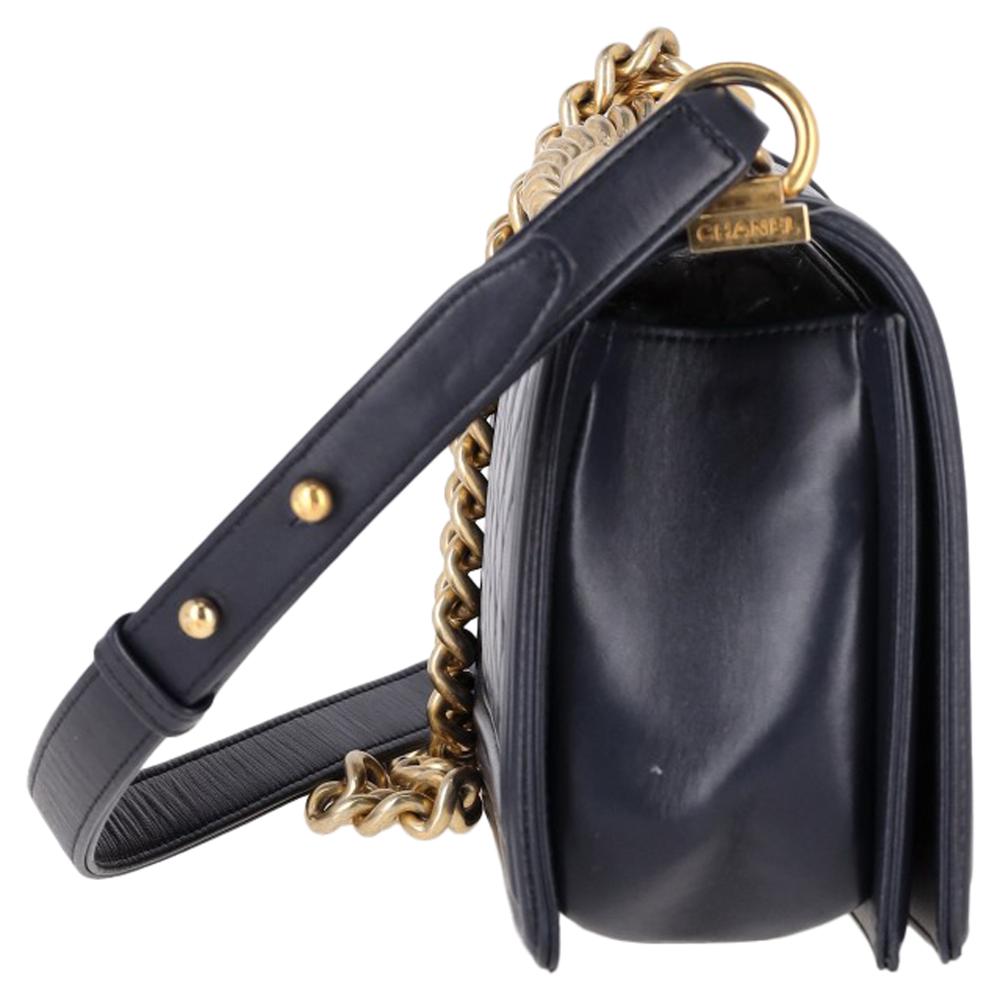 Navy Leather Chanel Shoulder Bag