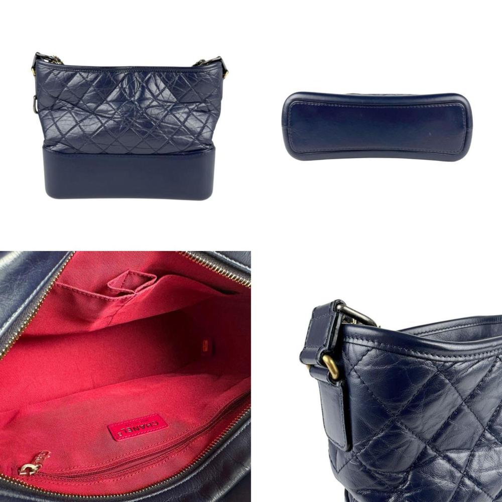 Navy Leather Chanel Shoulder Bag