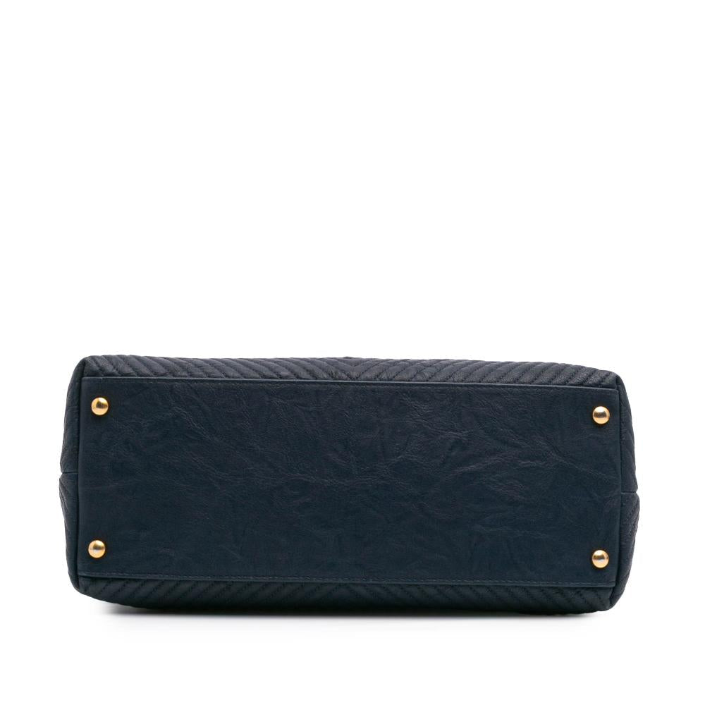 Navy Leather Chanel Tote