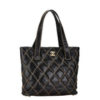 Navy Leather Chanel Tote