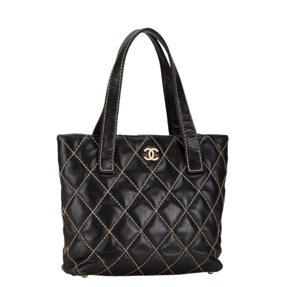 Navy Leather Chanel Tote