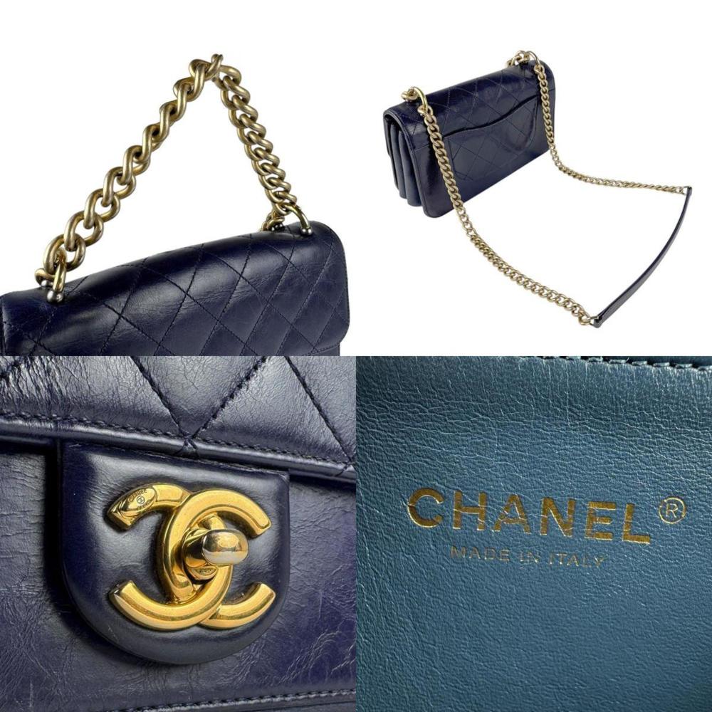 Navy Leather Chanel Shoulder Bag