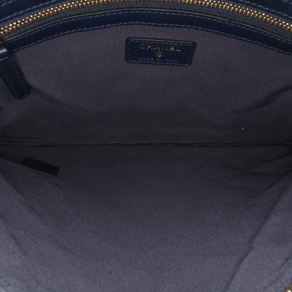 Navy Leather Chanel Clutch