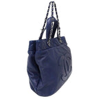 Navy Leather Chanel Tote